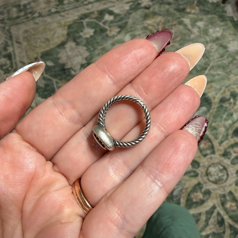 David Yurman Silver Ring with Aquamarine and Diamonds - Picture 7 of 7